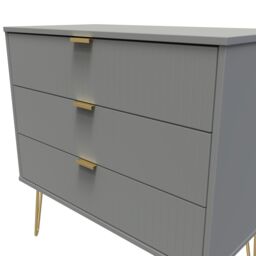 Linear Ready Assembled Matt Dark Grey 3 Drawer Wide Chest (H)695mm (W)765mm (D)415mm - thumbnail 4