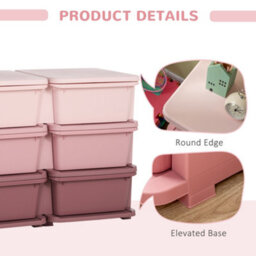Homcom Kids Storage Unit Toy Box Vertical Dresser With Six Drawers - Pink - thumbnail 7