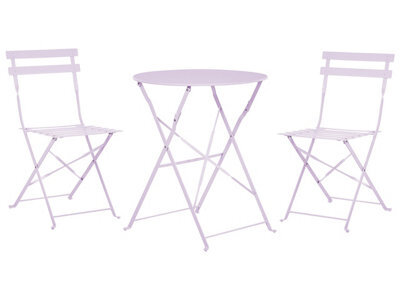Beliani Purple Metal Folding Slatted Seat Back Outdoor Bistro Set - Compact 2-Seater, Ready-Assembled - image 1