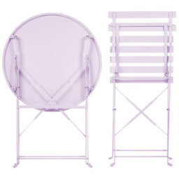 Beliani Purple Metal Folding Slatted Seat Back Outdoor Bistro Set - Compact 2-Seater, Ready-Assembled - thumbnail 7