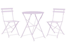 Beliani Purple Metal Folding Slatted Seat Back Outdoor Bistro Set - Compact 2-Seater, Ready-Assembled - thumbnail 1