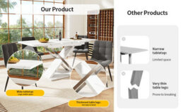 Btm Extendable Dining Table 118X157X75Cm, Minimalist Kitchen Or Living Room Table With Cross Legs - thumbnail 7