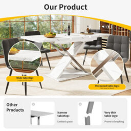 Btm Extendable Dining Table 118X157X75Cm, Minimalist Kitchen Or Living Room Table With Cross Legs - thumbnail 4