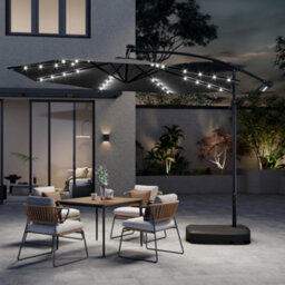Breeins 3M Dark Grey Crank Tilt With Led Light Outdoor  Garden Patio Swing Umbrella Parasol With 60L Fillable Base - thumbnail 2