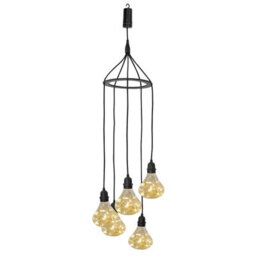 Battery Powered Bubbles 5 Drop Pendant Light With Warm White Led's - Weatherproof Home Or Garden Hanging Staggered Height Lighting - thumbnail 5