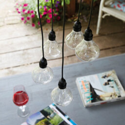 Battery Powered Bubbles 5 Drop Pendant Light With Warm White Led's - Weatherproof Home Or Garden Hanging Staggered Height Lighting - thumbnail 4