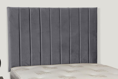 "Empire Beds Portland 36"" Height Headboard In Grey Plush Velvet Fabric For Kingsize Beds"