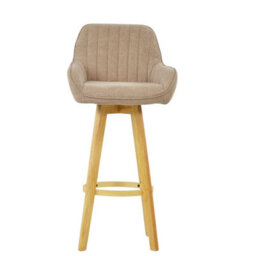 Lakeland Furniture Karlstad Fawn Brown Fabric Wooden Leg Base Bar Stool
