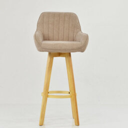 Lakeland Furniture Karlstad Fawn Brown Fabric Wooden Leg Base Bar Stool - thumbnail 3