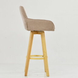 Lakeland Furniture Karlstad Fawn Brown Fabric Wooden Leg Base Bar Stool - thumbnail 5