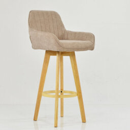 Lakeland Furniture Karlstad Fawn Brown Fabric Wooden Leg Base Bar Stool - thumbnail 4