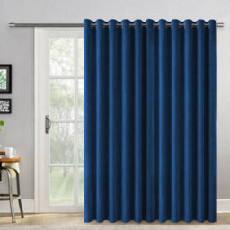 Bedlooms Navy Velvet Curtain Blackout Thermal Insulated Eyelet Door Curtain Single Panel 66 X 84 Inches With Tie Back - thumbnail 8