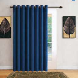 Bedlooms Navy Velvet Curtain Blackout Thermal Insulated Eyelet Door Curtain Single Panel 66 X 84 Inches With Tie Back