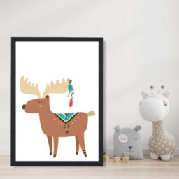 Artze Wall Art Reindeer Tribal Animal Art Print With Black Frame Size: A4 - thumbnail 2