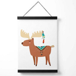 Artze Wall Art Reindeer Tribal Animal Art Print With Black Frame Size: A4 - thumbnail 1