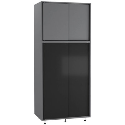 Urbn-Living Urbnliving 180Cm Height Grey Carcass With 4 Sliding Black Doors Wardrobe Bedroom Storage Closet Hanging Rail Cupboard Unit - image 1