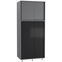 Urbn-Living Urbnliving 180Cm Height Grey Carcass With 4 Sliding Black Doors Wardrobe Bedroom Storage Closet Hanging Rail Cupboard Unit - thumbnail 1