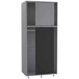 Urbn-Living Urbnliving 180Cm Height Grey Carcass With 4 Sliding Black Doors Wardrobe Bedroom Storage Closet Hanging Rail Cupboard Unit - thumbnail 3