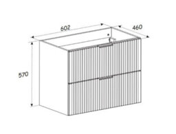 Impact Furniture Bathroom Vanity Unit 600mm Sink Cabinet Beige Cashmere Modern Wall Floating Fluted Ribbed Drawers Storage Adel - thumbnail 8