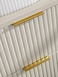 Impact Furniture Bathroom Vanity Unit 600mm Sink Cabinet Beige Cashmere Modern Wall Floating Fluted Ribbed Drawers Storage Adel - thumbnail 4