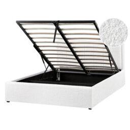 Beliani Ottoman Bed Boucle Montlaur 140 X 200 Cm (Eu Double) White - thumbnail 1