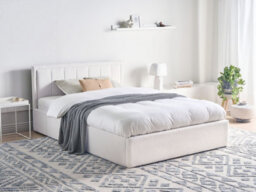 Beliani Ottoman Bed Boucle Montlaur 140 X 200 Cm (Eu Double) White - thumbnail 2