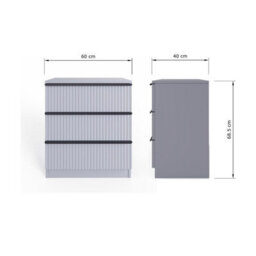 Fwstyle 3 Drawer Chest Of Drawers Dark Matt Grey - thumbnail 5