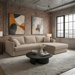 Orea Grey Fabric Corner Sofa Bed With Storage Profiled Cushions Stylish Multi Functional Sleeper For Living Room Cream Right