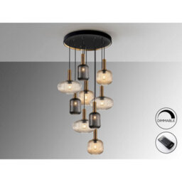 Luminosa Lighting Luminosa Norma 9 Light Cluster Pendant Ceiling Light Black, Brass, 3 Crystal Tones, E27 - Uk Stock - thumbnail 4