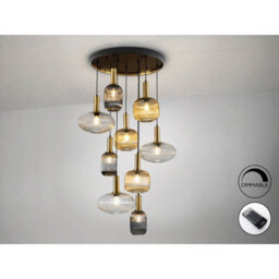Luminosa Lighting Luminosa Norma 9 Light Cluster Pendant Ceiling Light Black, Brass, 3 Crystal Tones, E27 - Uk Stock - thumbnail 5
