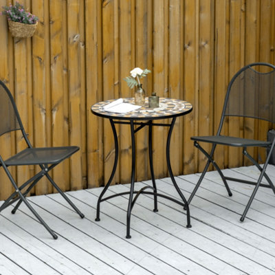 Outsunny 60Cm Mosaic Round Bistro Table Outdoor Garden Side Table, Grey - image 1