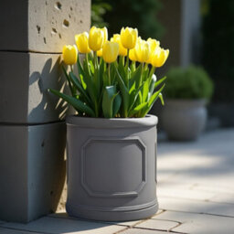 Set Of 2 Idealist™ (Dia)26Cm Plant Pot, Charcoal Grey Reinforced Stone Chelsea Cylinder Planter, Outdoor Plant Pot D30 H30 Cm, 21L - thumbnail 4