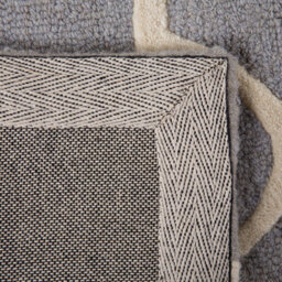 Beliani Grey Wool Rug 80 X 150 Cm Hand-Tufted Trellis Pattern - Low Pile, Wool-Cotton Blend - thumbnail 6