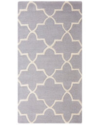 Beliani Grey Wool Rug 80 X 150 Cm Hand-Tufted Trellis Pattern - Low Pile, Wool-Cotton Blend - thumbnail 1