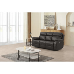 Furniture Instore Renato Genuine Leather Grey Electric Power Recliner 3 Seater - thumbnail 2