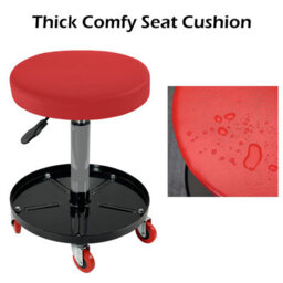 Crystals Red Pneumatic Creeper Seat Round Mechanic Stool For Car, Bike Workshop & Garage - thumbnail 4