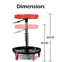 Crystals Red Pneumatic Creeper Seat Round Mechanic Stool For Car, Bike Workshop & Garage - thumbnail 3