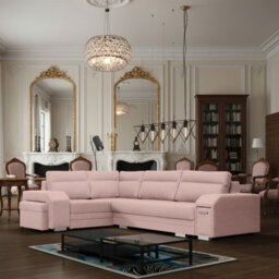 Alvares Living Room Corner Sofa Bed With Polyurethane Foam Wave Springs Loose Back Cushions 305X205X90Cm Pink Left