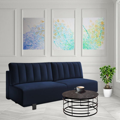 Olivio Sofa Bed With Storage And Bonell Spring Mattress In Velour Fabric Dark Blue - image 1
