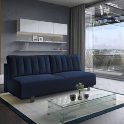 Olivio Sofa Bed With Storage And Bonell Spring Mattress In Velour Fabric Dark Blue - thumbnail 5