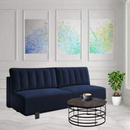 Olivio Sofa Bed With Storage And Bonell Spring Mattress In Velour Fabric Dark Blue - thumbnail 1