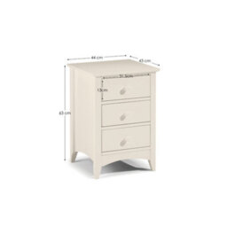 Julian Bowen Cameo 3 Drawer Bedside - Stone White - thumbnail 4