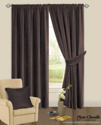 Intimates Heavy Chenille Ring Top Curtains - Thermal Blackout, Soundproof Drapes - Chocolate