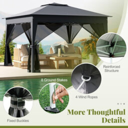 Gainoom 338 X 338 Cm Grey Pop Up Gazebo Foldable Canopy Tent Instant Outdoor Gazebo - thumbnail 7
