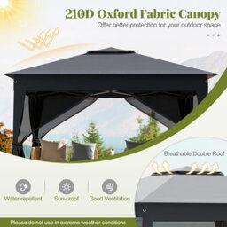 Gainoom 338 X 338 Cm Grey Pop Up Gazebo Foldable Canopy Tent Instant Outdoor Gazebo - thumbnail 4