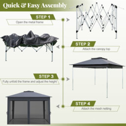 Gainoom 338 X 338 Cm Grey Pop Up Gazebo Foldable Canopy Tent Instant Outdoor Gazebo - thumbnail 5