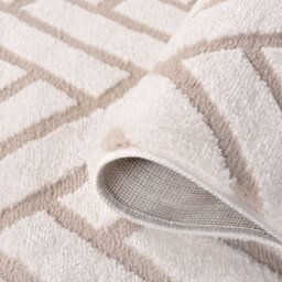 The Rugs Loft Beige And Ivory Herringbone Living Room Area Rug And Runners Soft Pile - thumbnail 6