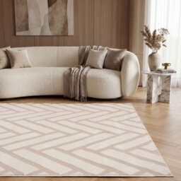The Rugs Loft Beige And Ivory Herringbone Living Room Area Rug And Runners Soft Pile - thumbnail 4