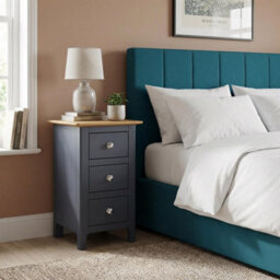 Fwstyle Pair Of 2 Ready Assembled Taberno 3 Drawer Bedside Table Chest Nightstands Graphite Blue (H) 58 (W) 34 (D) 35Cm - thumbnail 3
