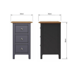 Fwstyle Pair Of 2 Ready Assembled Taberno 3 Drawer Bedside Table Chest Nightstands Graphite Blue (H) 58 (W) 34 (D) 35Cm - thumbnail 7